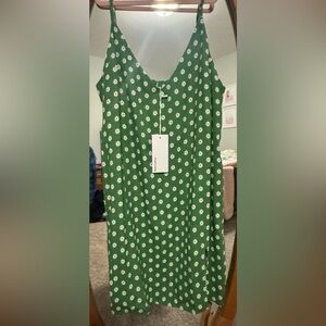 NWT Reformation Marlowe Dress Cherry Green White Daisy Flower Mini Side Slit Med